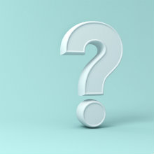 A white question mark on a light blue background