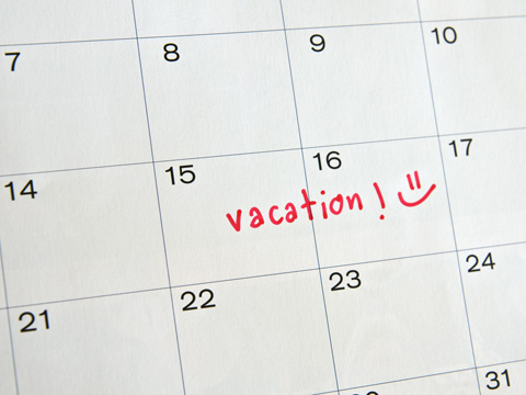 Vacation marked on a calendar